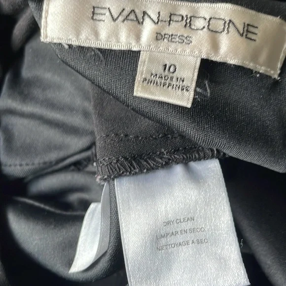 Evan Picone Dress Women Black Tie Size 10 Black Ruched Detail Body Flattering - Picture 3 of 13